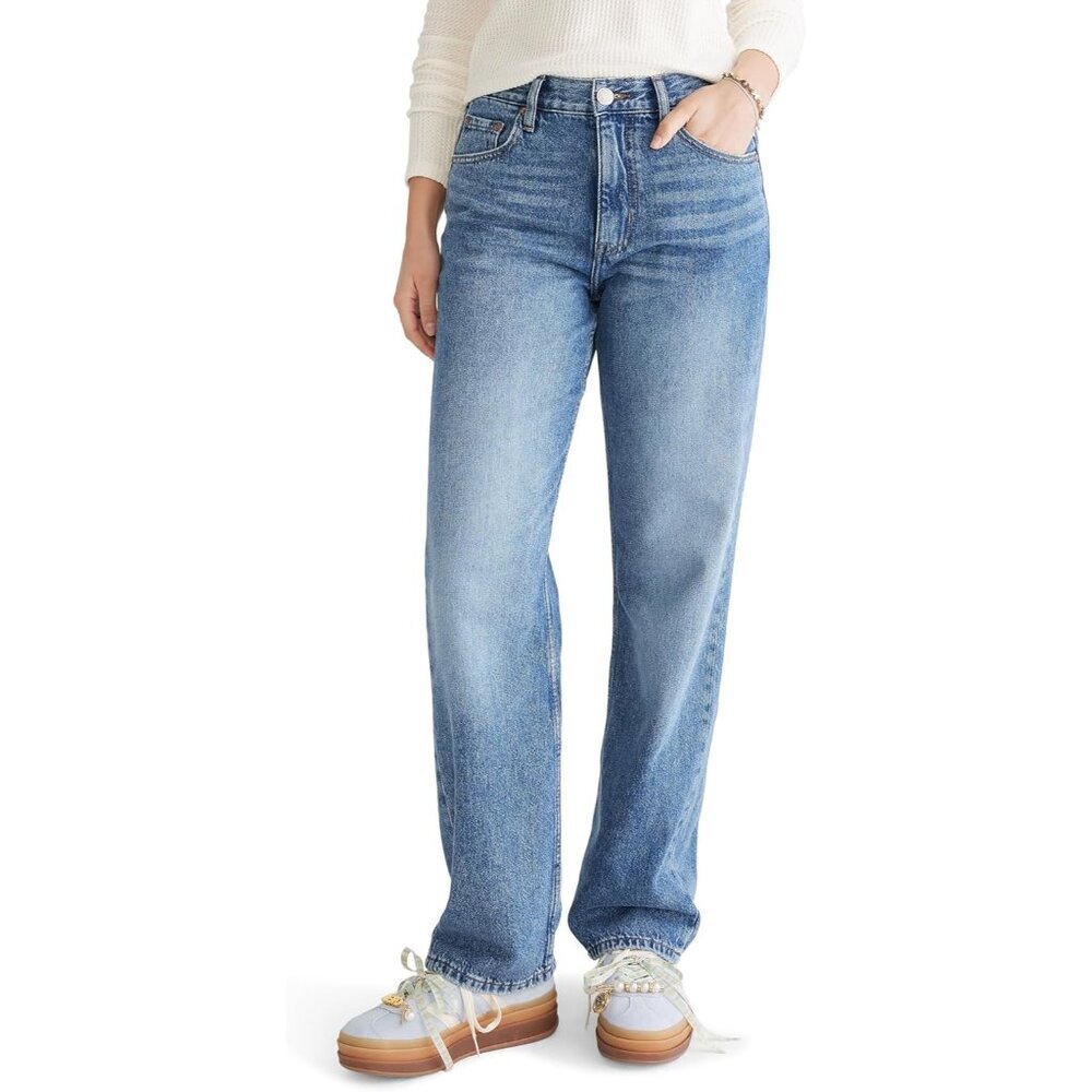 Women's High-Rise Baggy Jeans Cotton Recycled Vintage Style Relaxed Fit - Picture 1 of 5